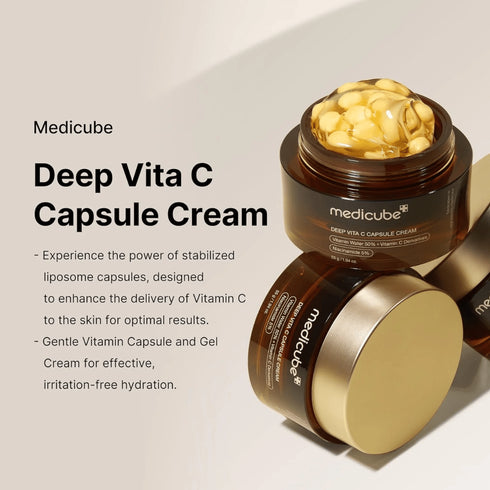 Deep Vita C Capsule Cream, 50 ml - WowSkin Romania Descoperă puterea capsulelor de vitamina C din Medicube Deep Cream – hidratare intensă și efect antioxidant pentru un ten vizibil mai sănătos. wowskin.ro