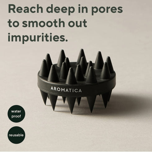 Aromatica Dual Scalp Care Brush este peria ideală pentru curățare, exfoliere blândă și stimulare a creșterii părului. Design ergonomic și igienic, ușor de folosit sub duș.