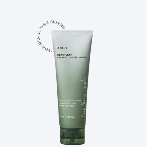 Anua Heartleaf LHA Moisture Peeling Gel 120ml exfoliază delicat celulele moarte și curăță porii. Ideal pentru ten sensibil sau acneic, cu LHA blând și Heartleaf calmant.