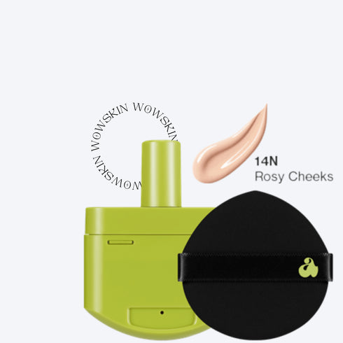 Satin Wear Healthy - Green Cushion RE - FEEL 14N Rosy Cheeks (+ Puff) - WowSkin Romania