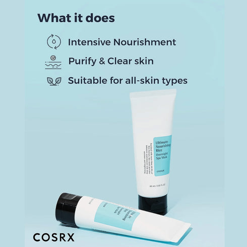 Cu textură ușoară și non-grasă, COSRX Nourishing Rice Mask calmează pielea iritată și oferă un efect vizibil de piele mai netedă dimineața. wowskin.ro