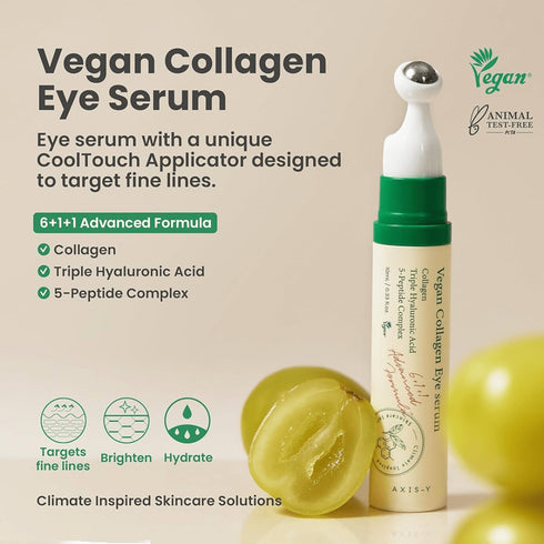 Redă fermitatea pielii din jurul ochilor cu AXIS-Y Eye Serum cu colagen vegan. Formulă curată, perfectă pentru ten sensibil și anti-aging natural.