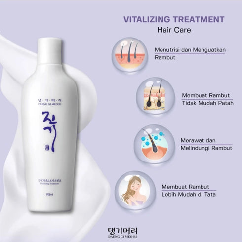 Tratamentul vitalizant Daeng Gi Meo Ri de 145 ml: Transformati-va rutina de ingrijire a parului cu acest tratament nutritiv coreean. Infuzat cu ingrediente botanice, acest tratament ajută la repararea părului deteriorat, redându-i vitalitatea și strălucirea. Formatul generos de 145 ml asigură că veți avea suficient produs pentru utilizări multiple, făcându-l o adiție de durată în rutina dvs. de îngrijire. Potrivit pentru toate tipurile de păr