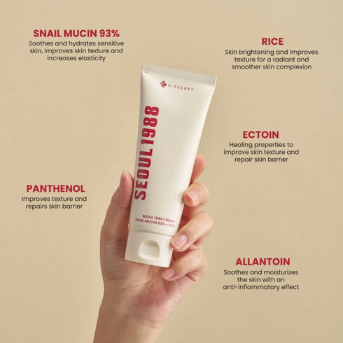 Cream : Snail Mucin 93% + Rice, 100 ml