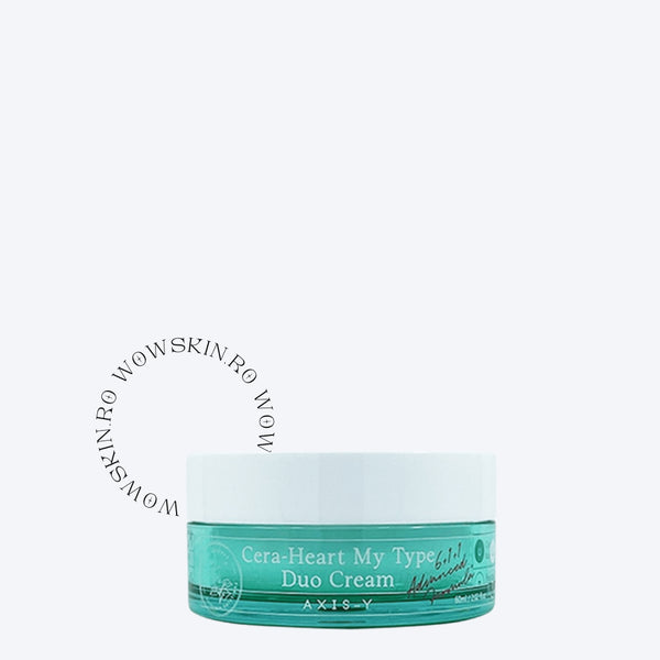 AXIS-Y Cera-Heart My Type Duo Cream oferă hidratare personalizată pentru zona T și obraji. Cremă coreeană ideală pentru pielea mixtă și sensibilă.