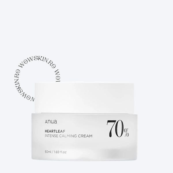 Anua Heartleaf 70% Intense Calming Cream calmează roșeața și iritațiile, oferind hidratare profundă pentru ten sensibil. Formula bogată cu 70% extract de Heartleaf regenerează pielea.