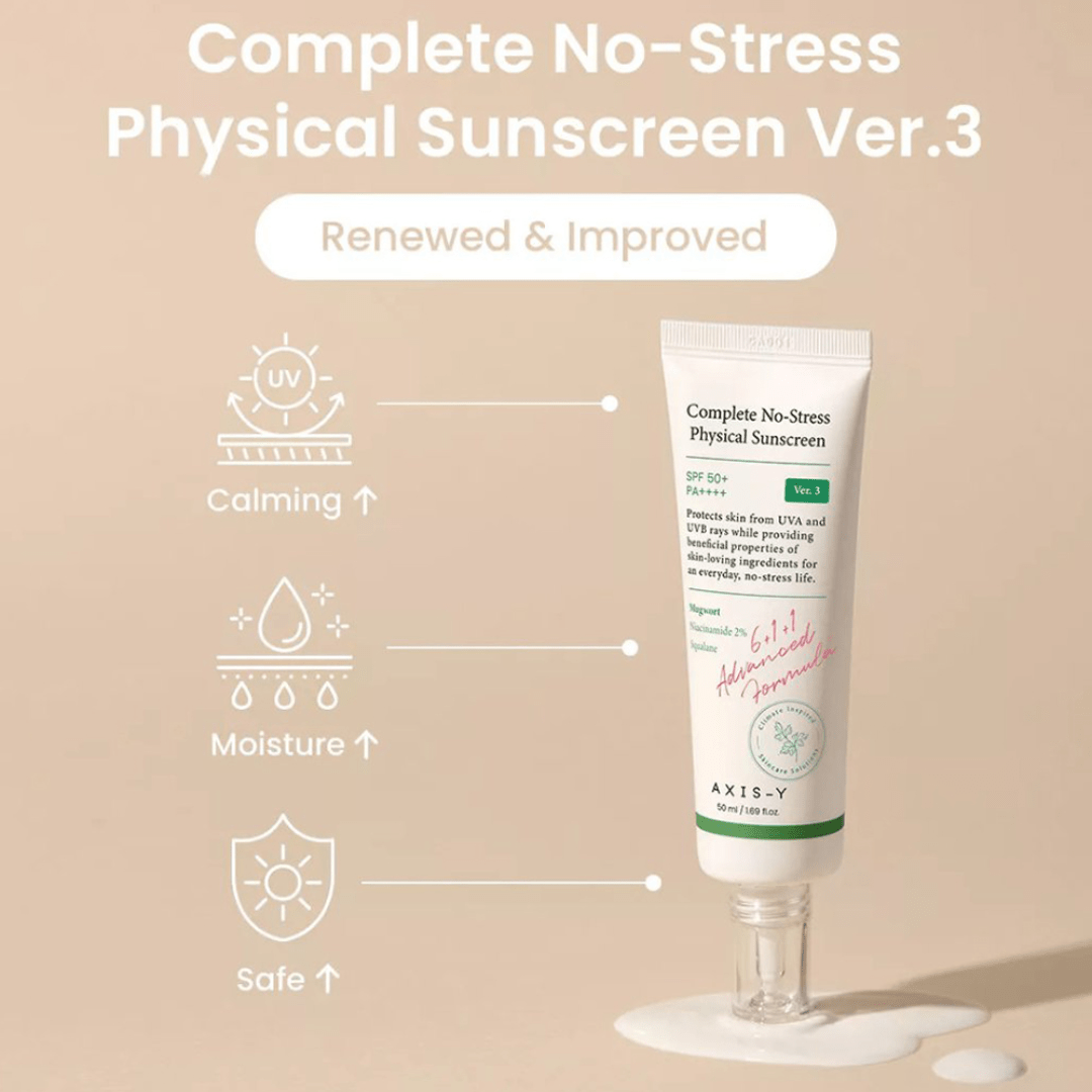 Aplicare AXIS-Y Complete No-Stress Physical Sunscreen – protecție solar-calmantă pentru ten sensibil