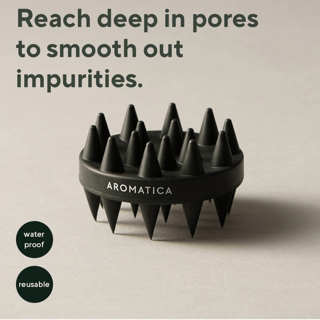 Aromatica Dual Scalp Care Brush este peria ideală pentru curățare, exfoliere blândă și stimulare a creșterii părului. Design ergonomic și igienic, ușor de folosit sub duș.