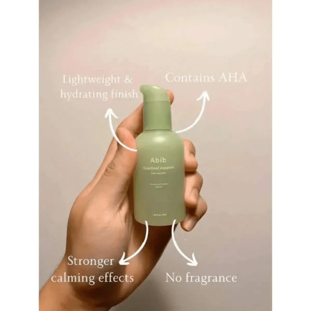 Abib Heartleaf Calming Essence Pump – formulă ușoară cu extract de houttuynia pentru piele echilibrată
