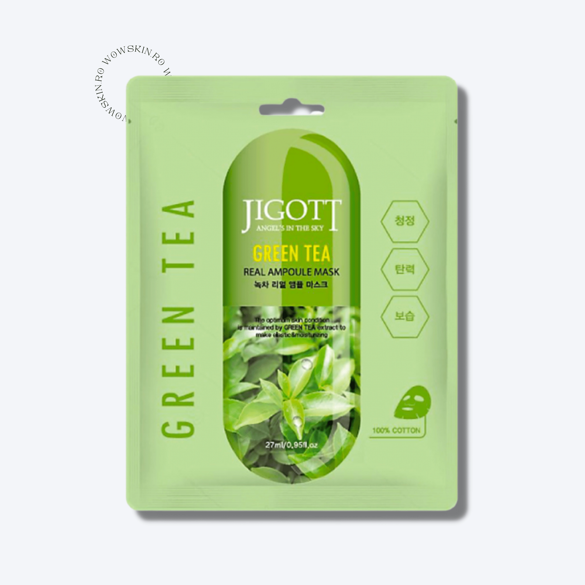 Green Tea Real Ampoule Mask - WowSkin Romania