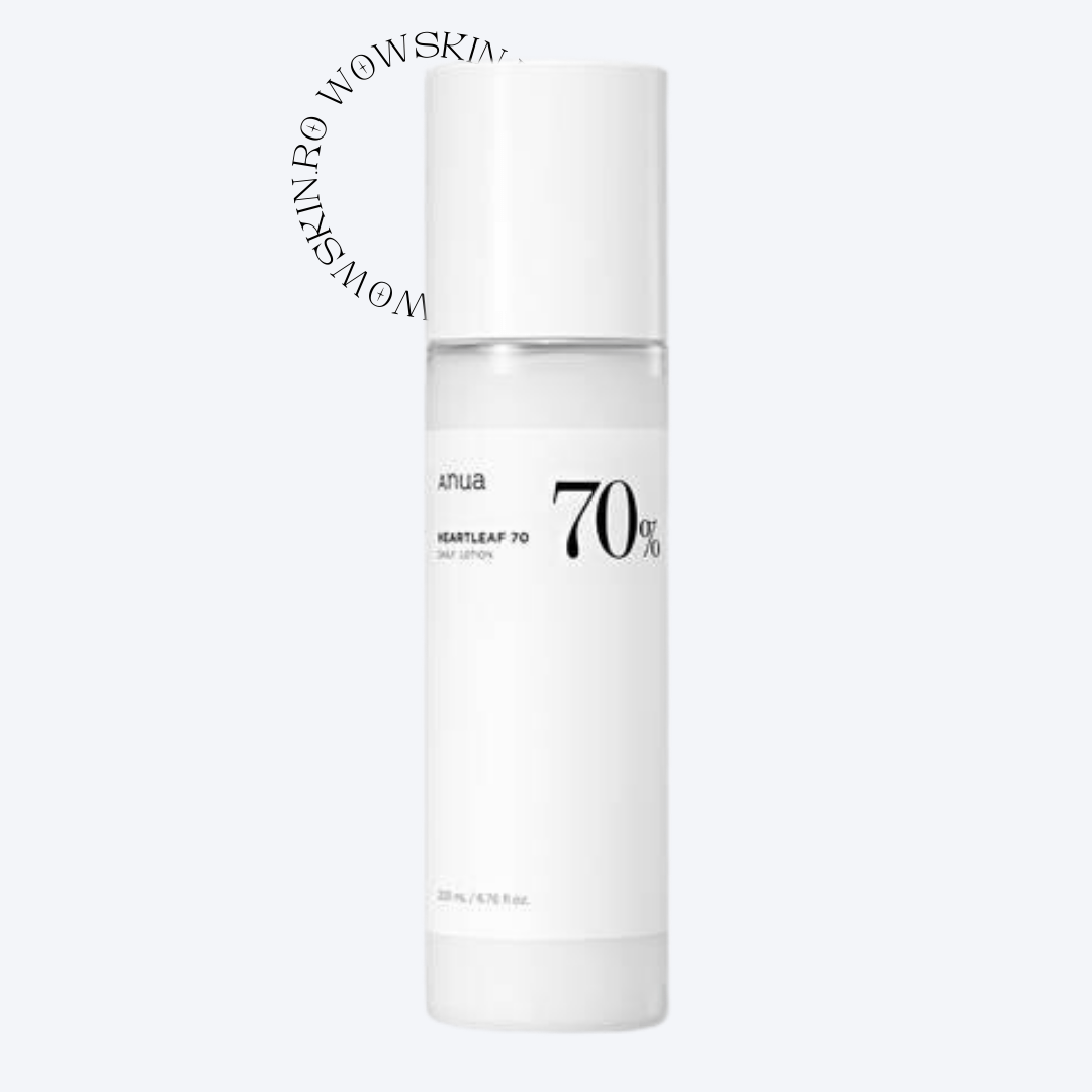 Anua Heartleaf 70 Daily Lotion hidratează intens și calmează pielea sensibilă datorită conținutului de 70% extract de Heartleaf. Textura lejeră este perfectă pentru ten mixt, gras sau acneic.