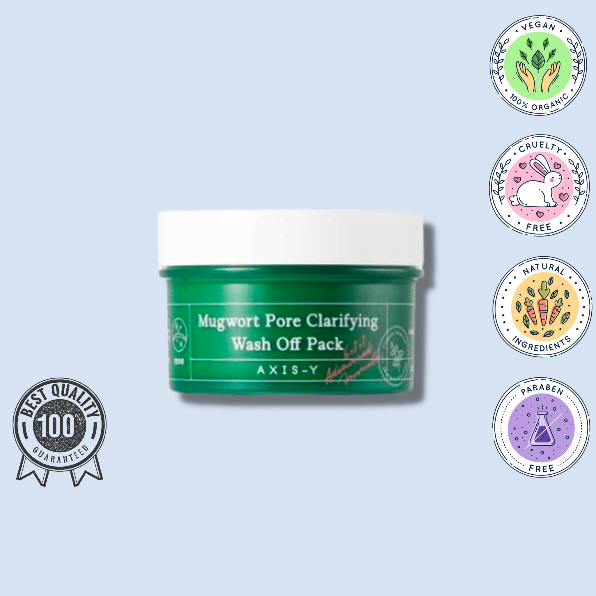  Îmbogățit cu virtuțile purificatoare ale mugwort-ului, AXIS-Y Mugwort Pore Clarifying Wash Off Pack este un tratament revoluționar pentru ten. Ideal pentru cei care se luptă cu porii dilatați și impuritățile, această mască vegană, fără parabeni și cruelty-free, îți va lăsa pielea curată și clarificată. Compoziția sa naturală este special concepută pentru a absorbi excesul de sebum și a calma pielea iritată, oferind totodată o îngrijire delicată. Cu promisiunea unei calități superioare