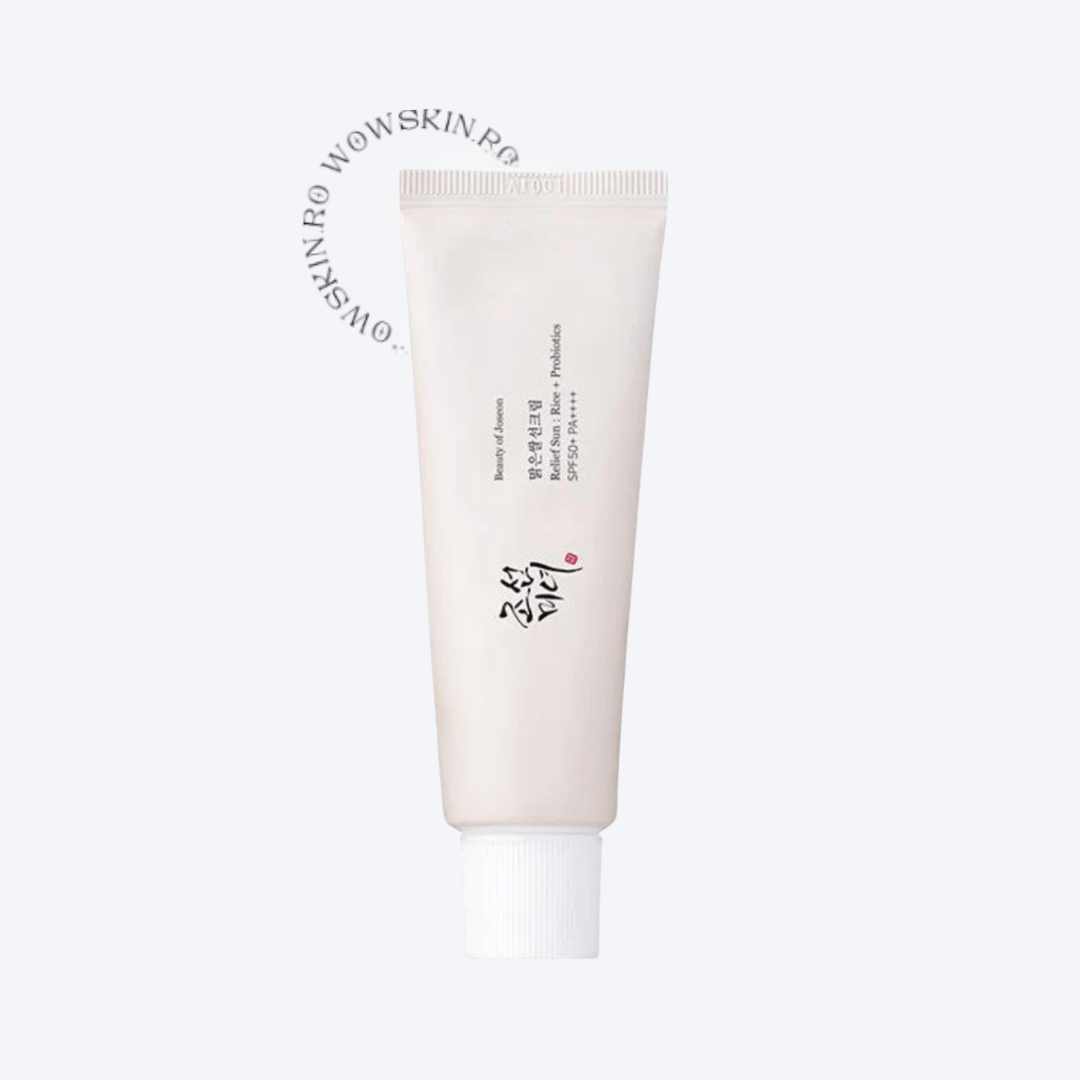 Beauty of Joseon Relief Sun SPF50 oferă protecție solară cu extract de orez și probiotice.
Ideal pentru ten sensibil, asigură hidratare și luminozitate naturală. wowskin.ro